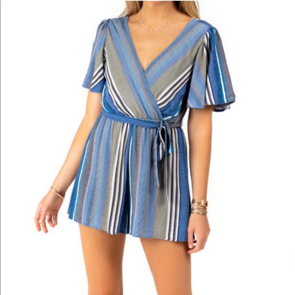 Francesca’s Trixxi Short Sleeve Stripped Romper